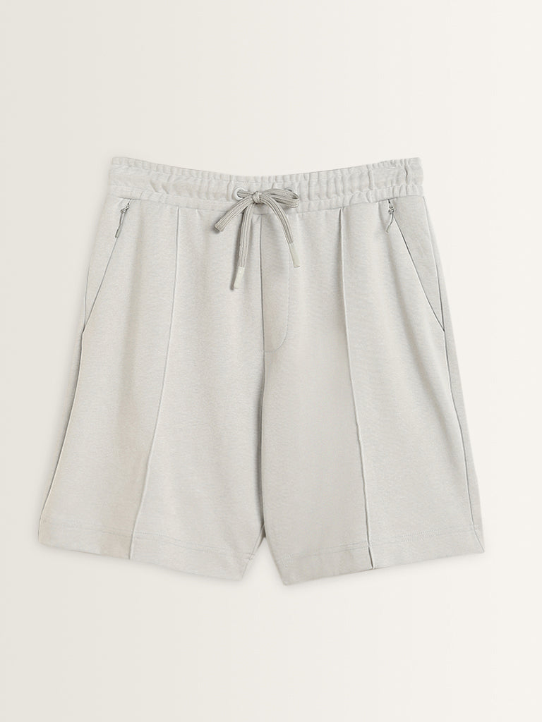 Studiofit Light Grey Relaxed Fit Mid Rise Shorts