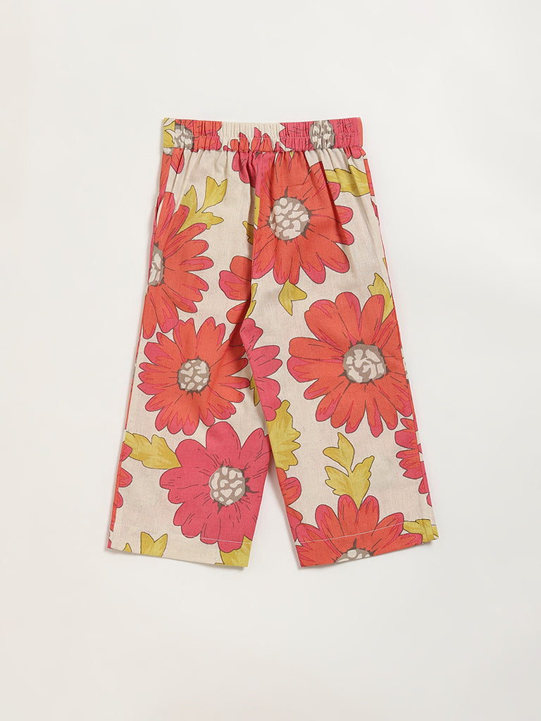 Utsa Kids Multicolour Floral Print Cotton Blend Pants - (2 -8yrs)