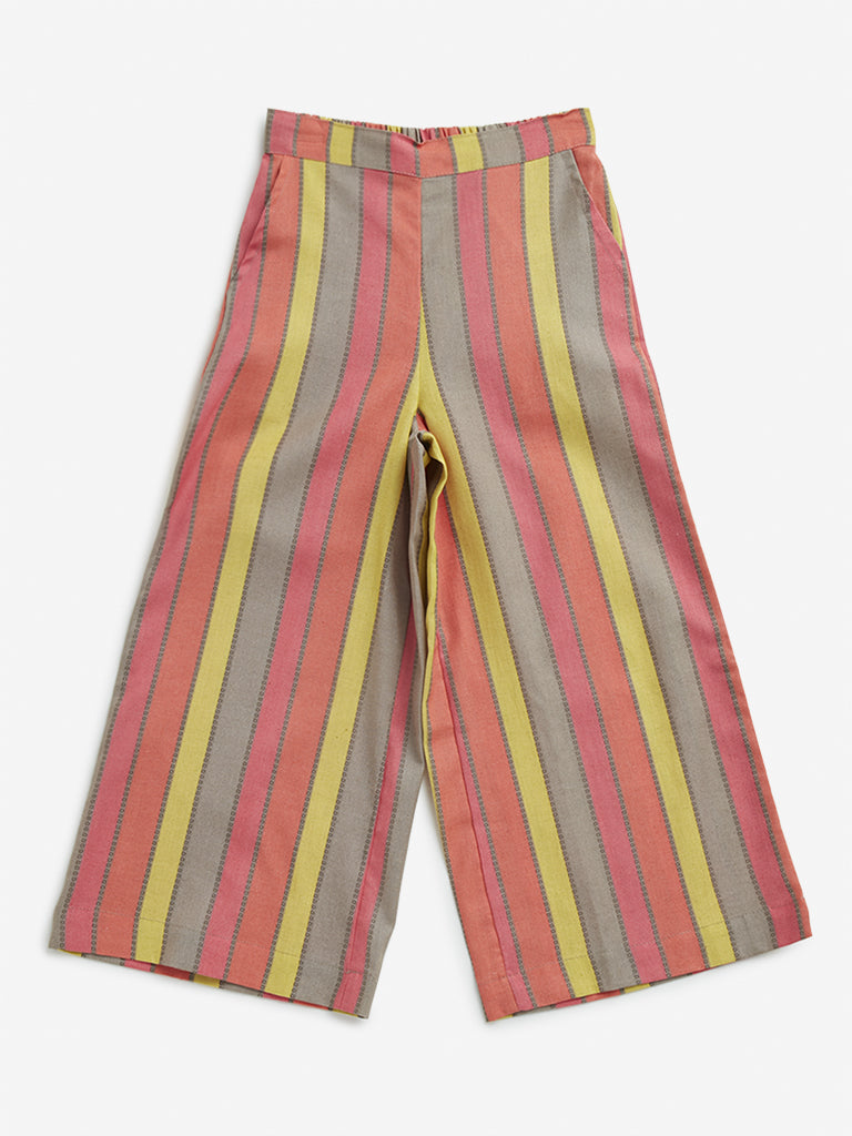 Utsa Kids Multicolour Striped High-Rise Cotton Palazzos - (2 -8yrs)