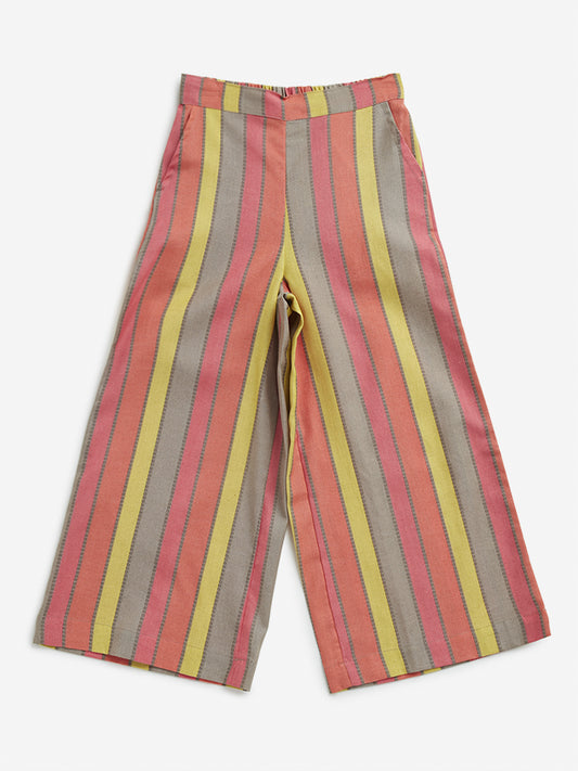 Utsa Kids Multicolour Striped High-Rise Cotton Palazzos (2 - 8yrs)