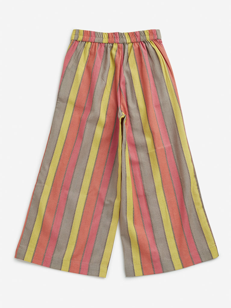 Utsa Kids Multicolour Striped High-Rise Cotton Palazzos - (2 -8yrs)