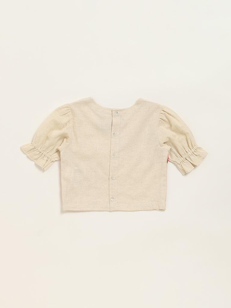 Utsa Kids Beige Floral Top - (2 -8yrs)