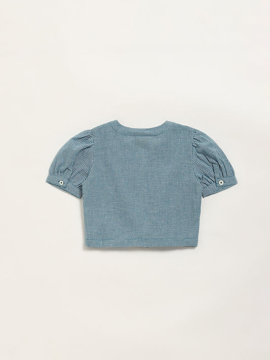 Utsa Kids Blue Checks Design Cotton Top (2 - 8yrs)
