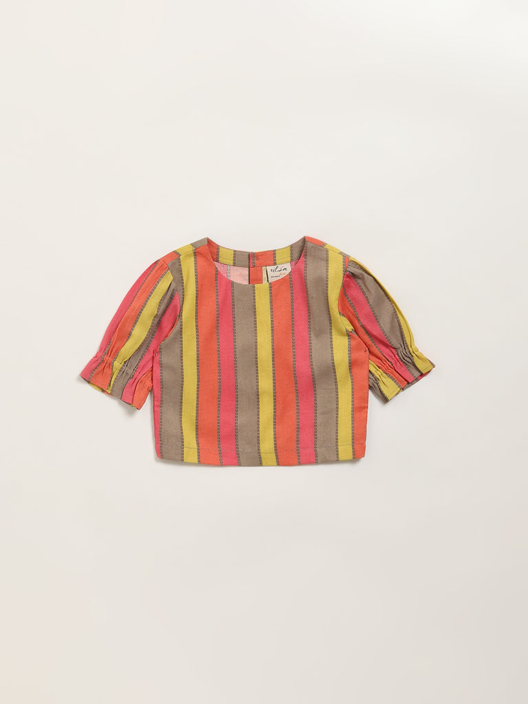 Utsa Kids Multicolour Stripe Patterned Cotton Top - (2 -8yrs)