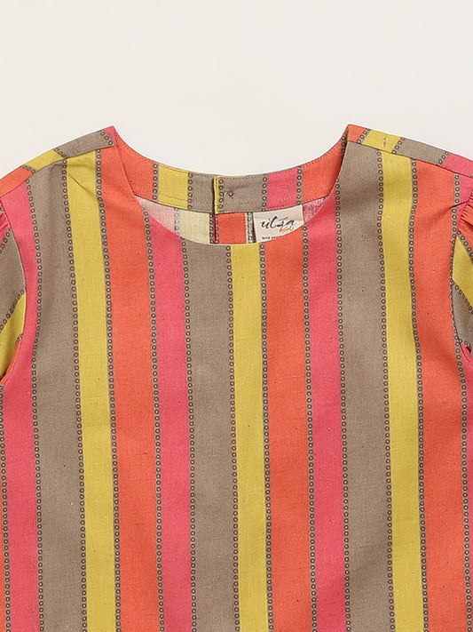 Utsa Kids Multicolour Stripe Patterned Cotton Top (8 -14yrs)