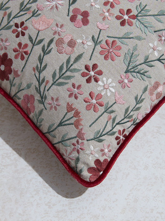 Westside Home Pink Floral Printed Cushion Cover