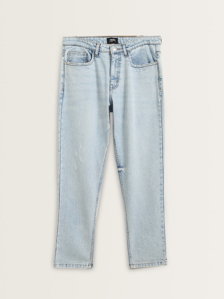 Nuon Light Blue Washed Slim-Fit Mid-Rise Jeans