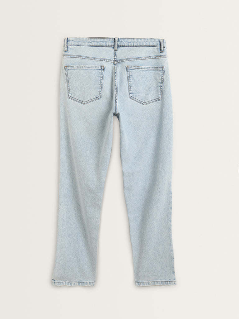 Nuon Light Blue Washed Slim-Fit Mid-Rise Jeans