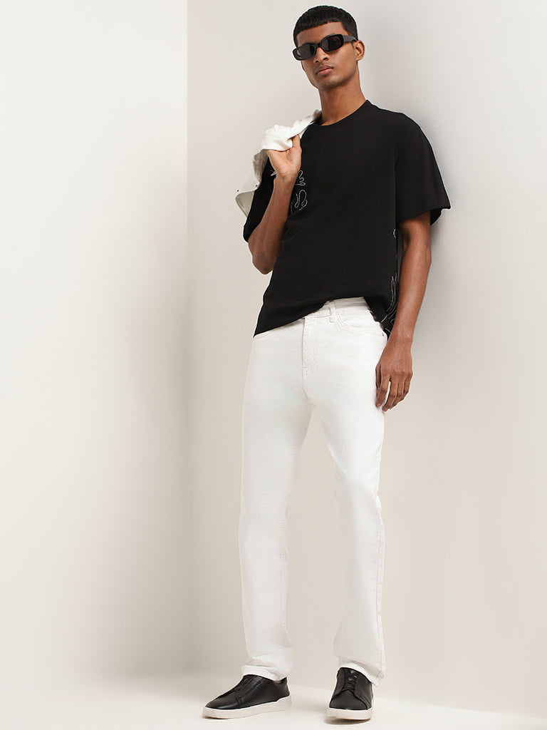 Buy Nuon White Straight Fit Mid Rise Jeans from Westside