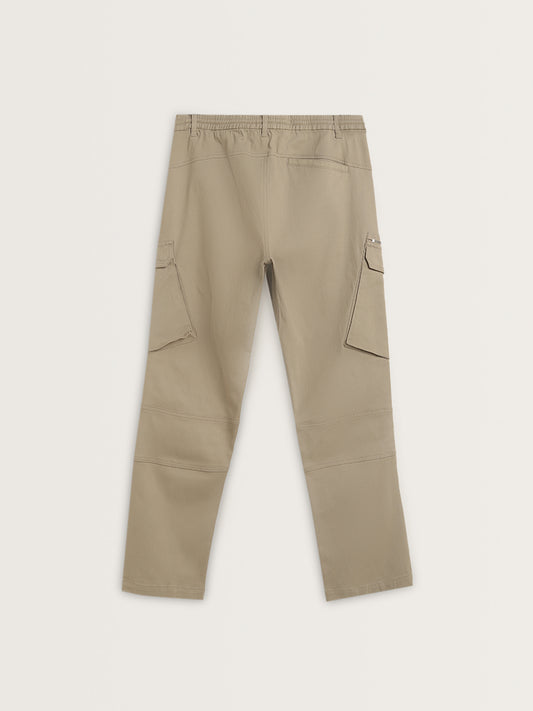 Nuon Beige Relaxed-Fit Mid-Rise Cotton Blend Chinos