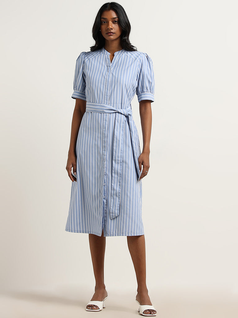 Wardrobe Blue Straight Dress with Belt