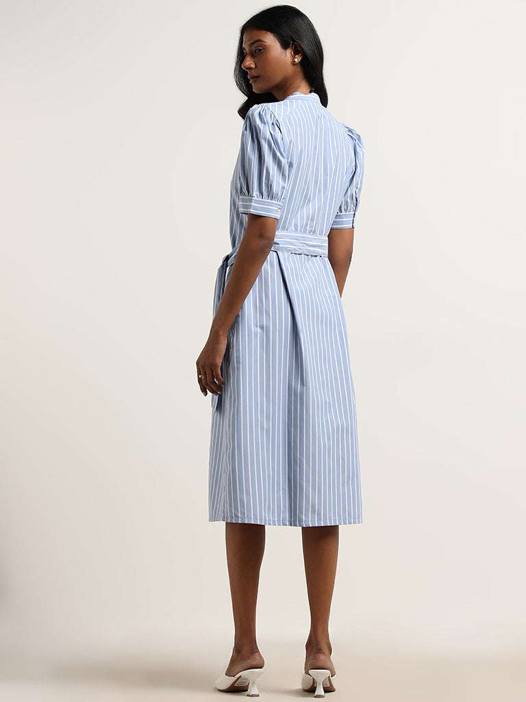 Wardrobe Blue Straight Dress with Belt