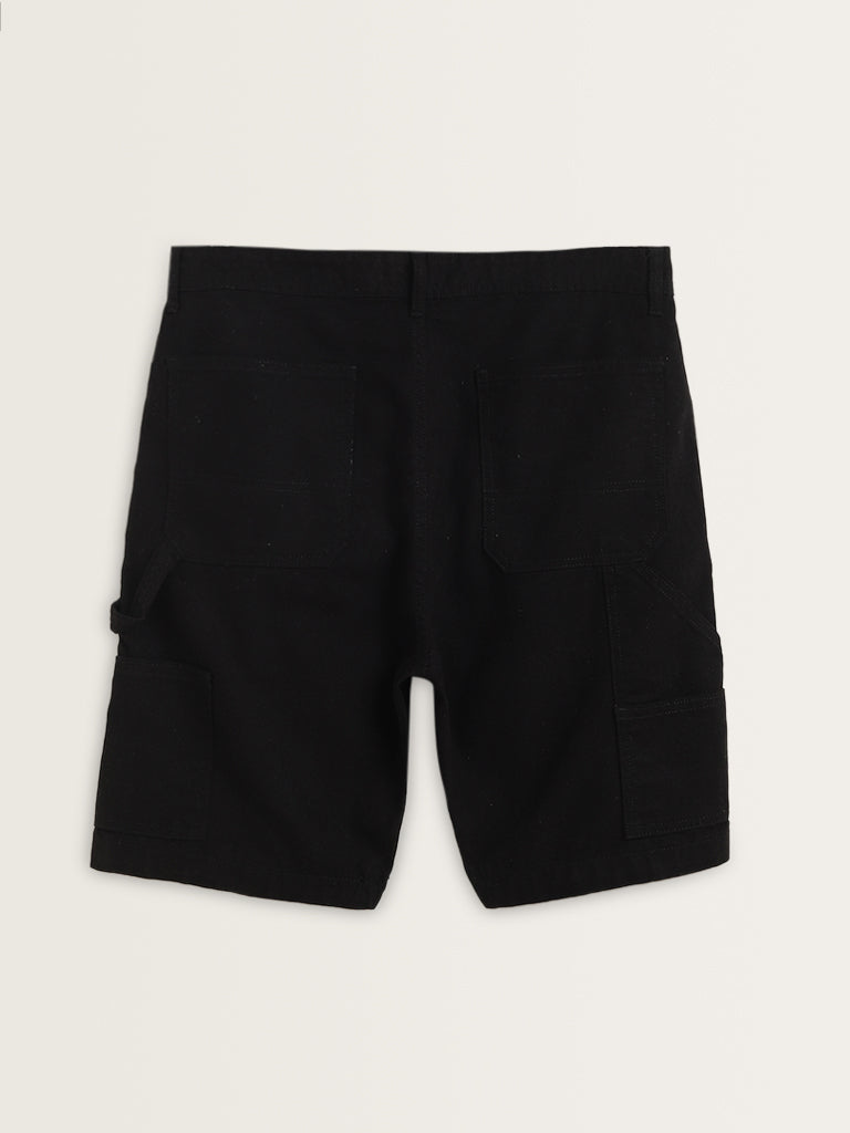 Nuon Black Carrot Fit Mid Rise Denim Shorts