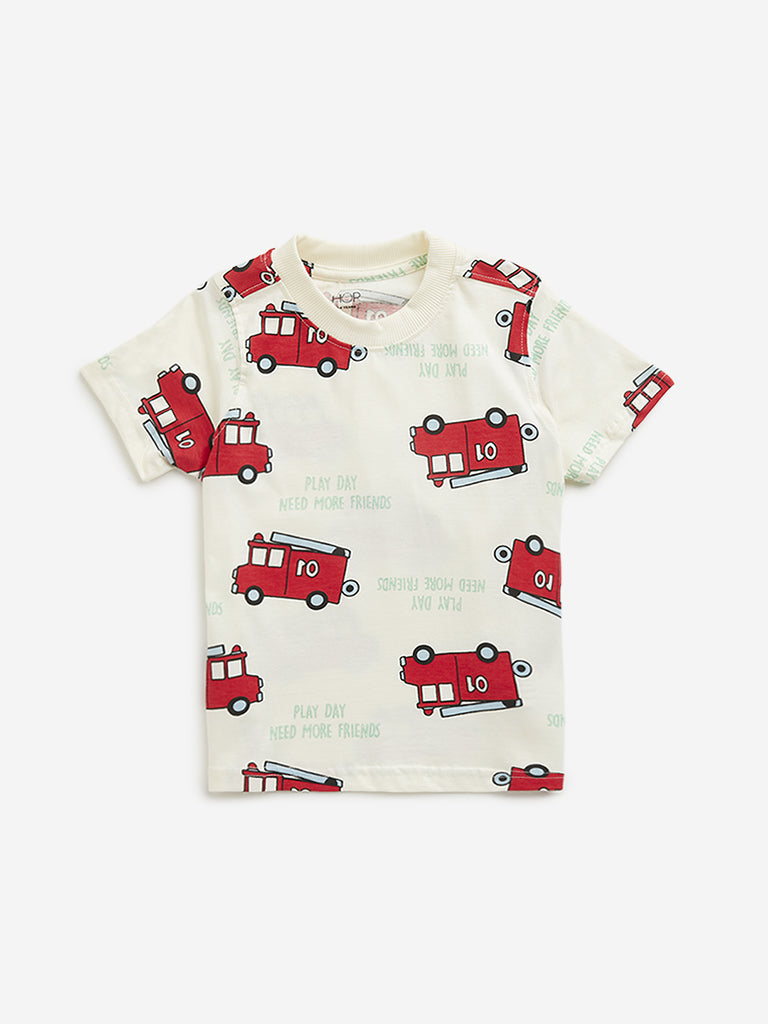 HOP Kids Off-White Bus Printed T-Shirt