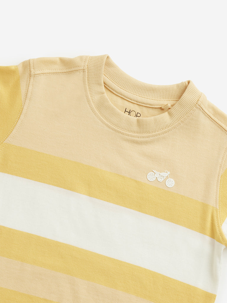 HOP Kids Yellow Colour-Blocked T-Shirt