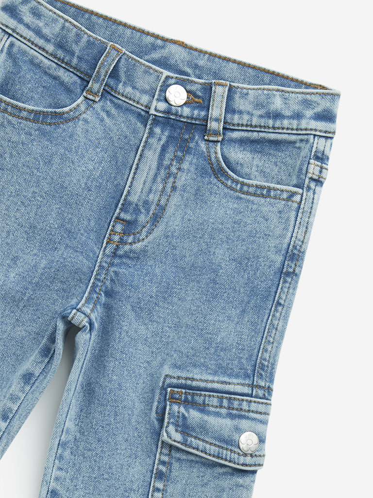 HOP Kids Blue Straight Fit Mid-Rise Jeans