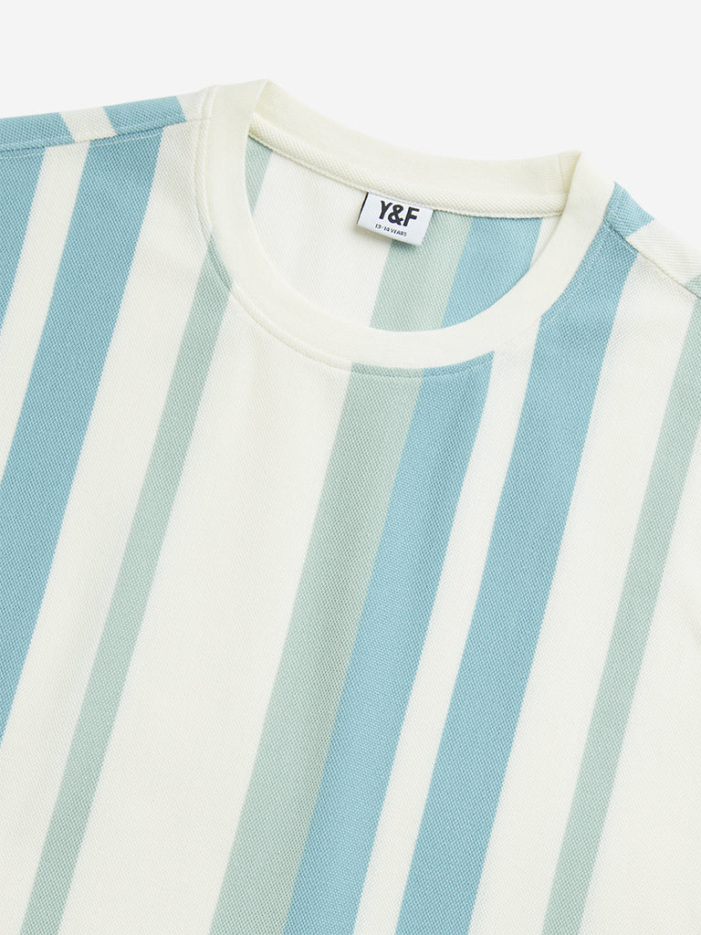 Y&F Kids Off-White Striped T-Shirt