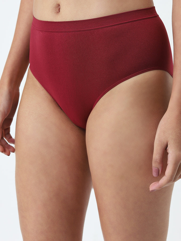 Wunderlove Maroon Seam-Free Full Brief