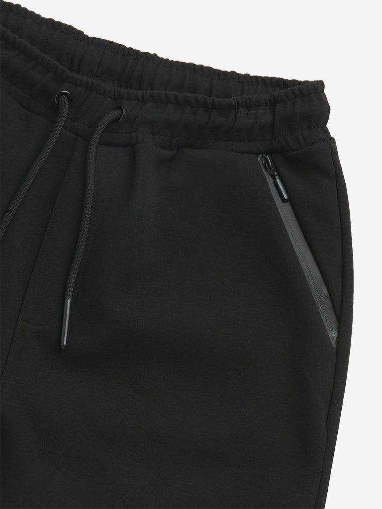 Y&F Kids Black Solid Mid-Rise Cotton Shorts