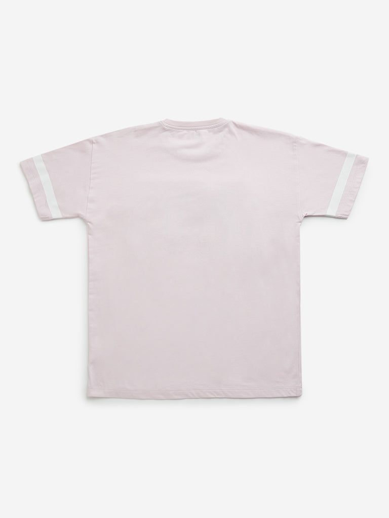 Y&F Kids Pink Text Embroidered Cotton T-Shirt