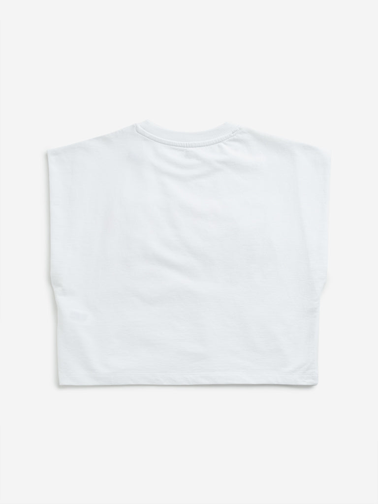 Y&F Kids White Text Patterned T-Shirt