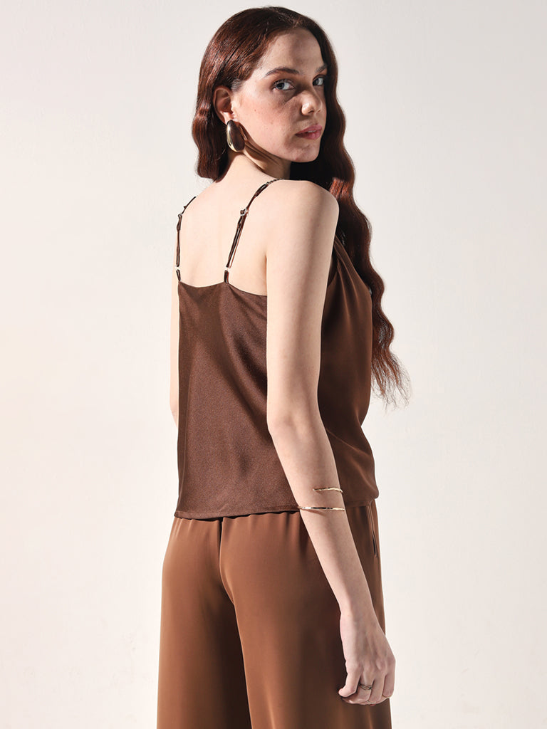 Wardrobe Dark Brown Cowl Neck Top