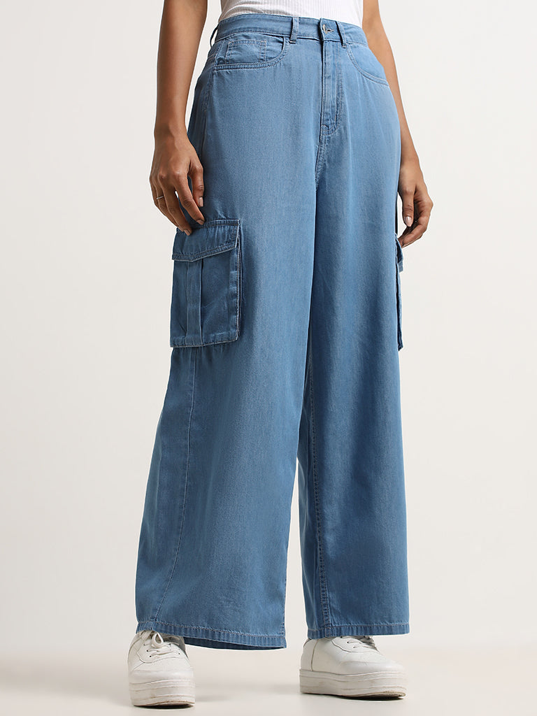 LOV Light Blue Relaxed Fit Mid Rise Jeans