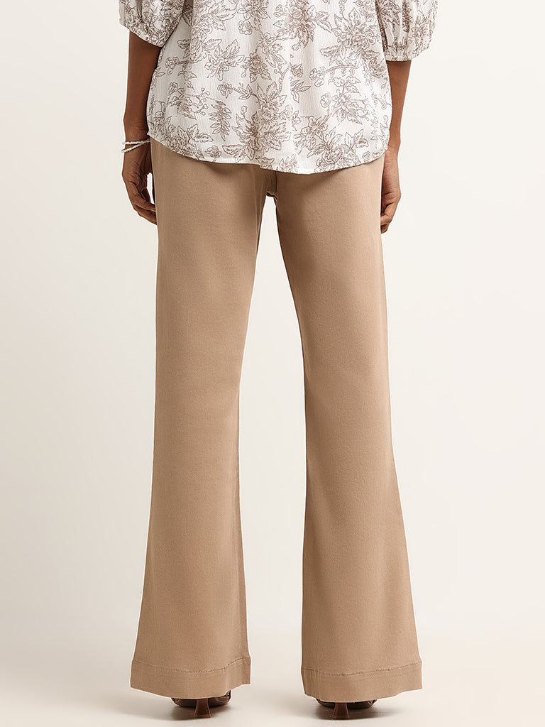 LOV Beige Wide Leg Fit High Rise Jeans