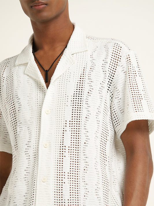 Nuon Off-White Knitted Relaxed-Fit Shirt
