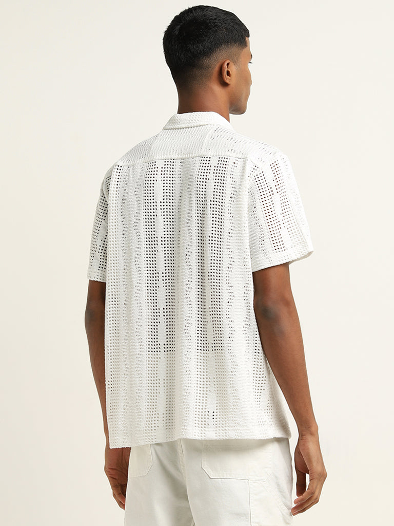 Nuon Off-White Knitted Relaxed-Fit Shirt