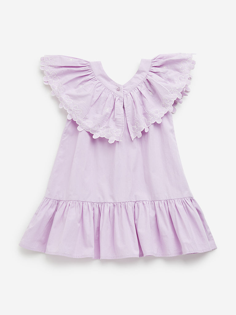 HOP Kids Lilac Ruffle Design Tiered Cotton Dress