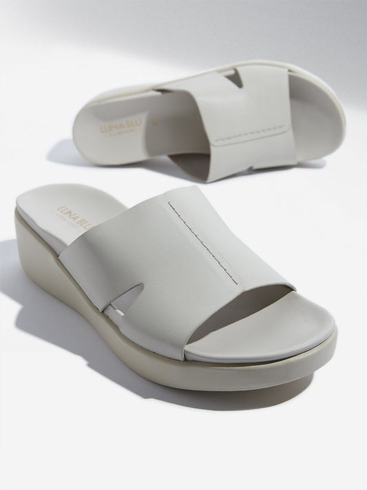 LUNA BLU Ivory Slip-On Wedge-Heel Sandals