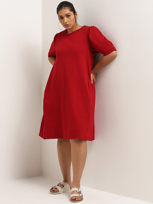 Gia Red T-Shirt Knee-Length Skater Dress