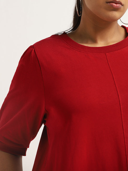 Gia Red T-Shirt Knee-Length Skater Dress