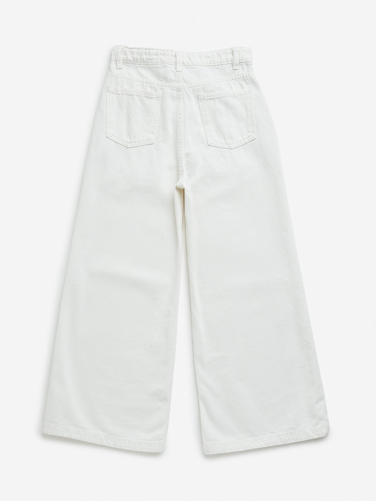 Y&F Kids White Wide Leg - Fit High - Rise Jeans