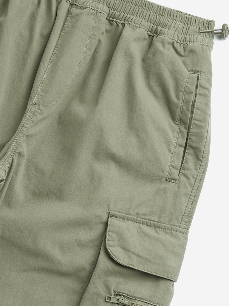 Y&F Kids Olive Cargo-Style Mid-Rise Joggers