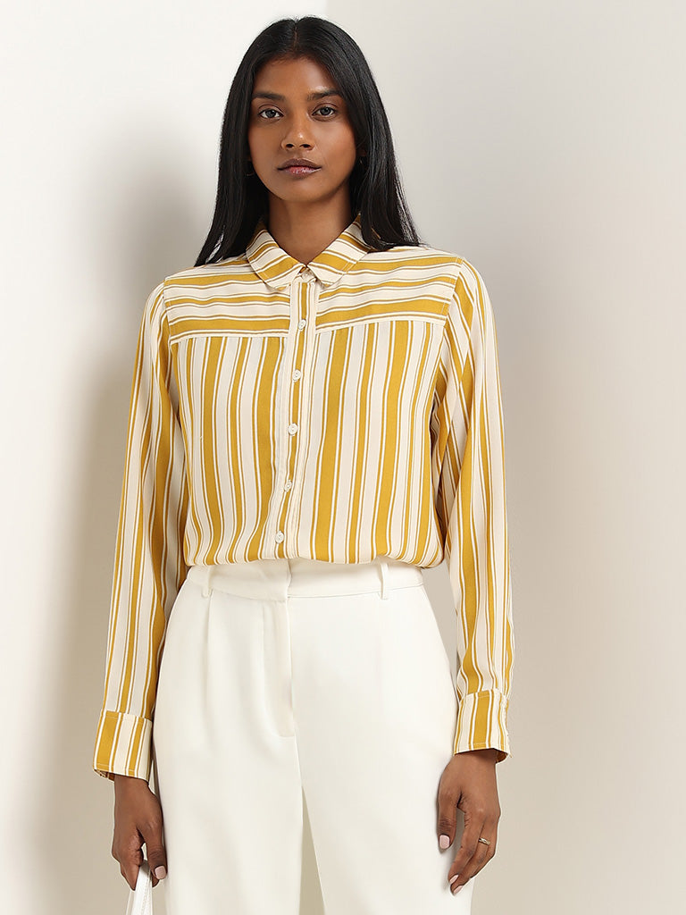 Wardrobe Yellow Striped Design Shirt