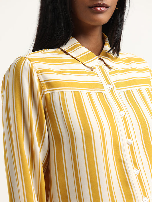 Wardrobe Yellow Striped Design Shirt