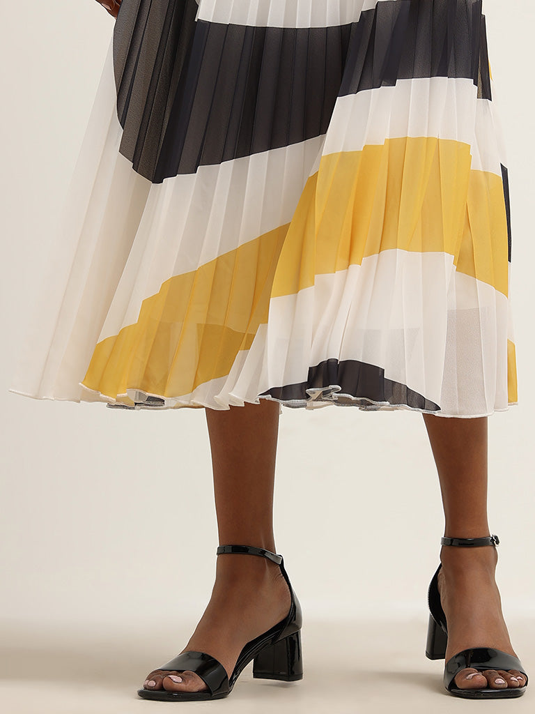 Wardrobe Yellow Accordion Pleated High-Rise Skirt