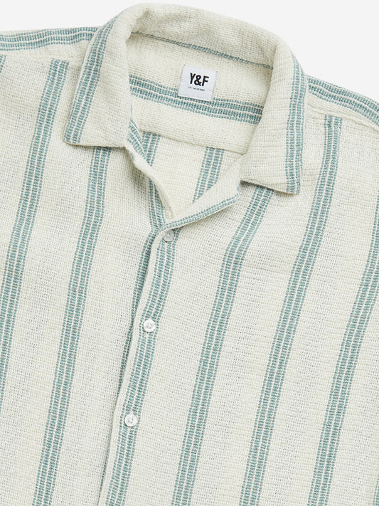 Y&F Kids Off-White Striped Cotton Shirt