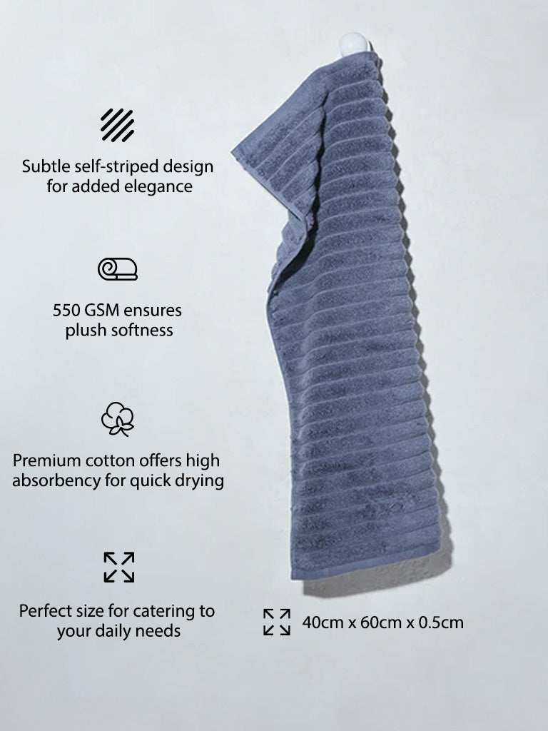 Westside Home Dark Blue Self-Striped Luxe Hand Towel