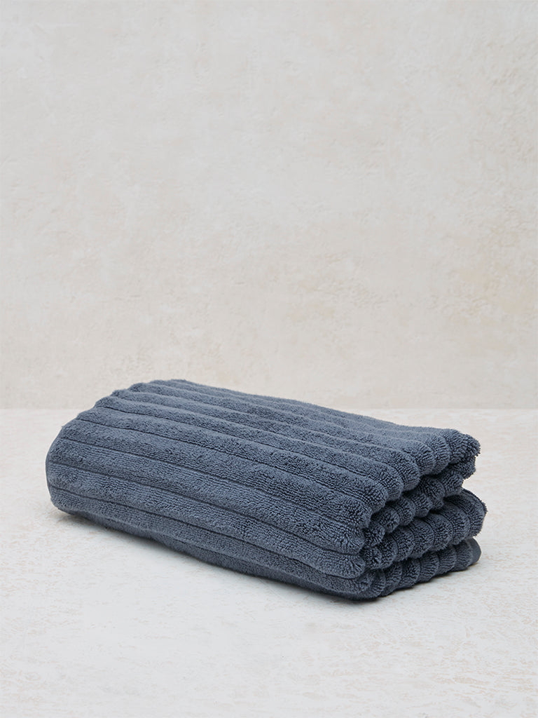 Westside Home Dark Blue Self-Striped Luxe Bath Towel