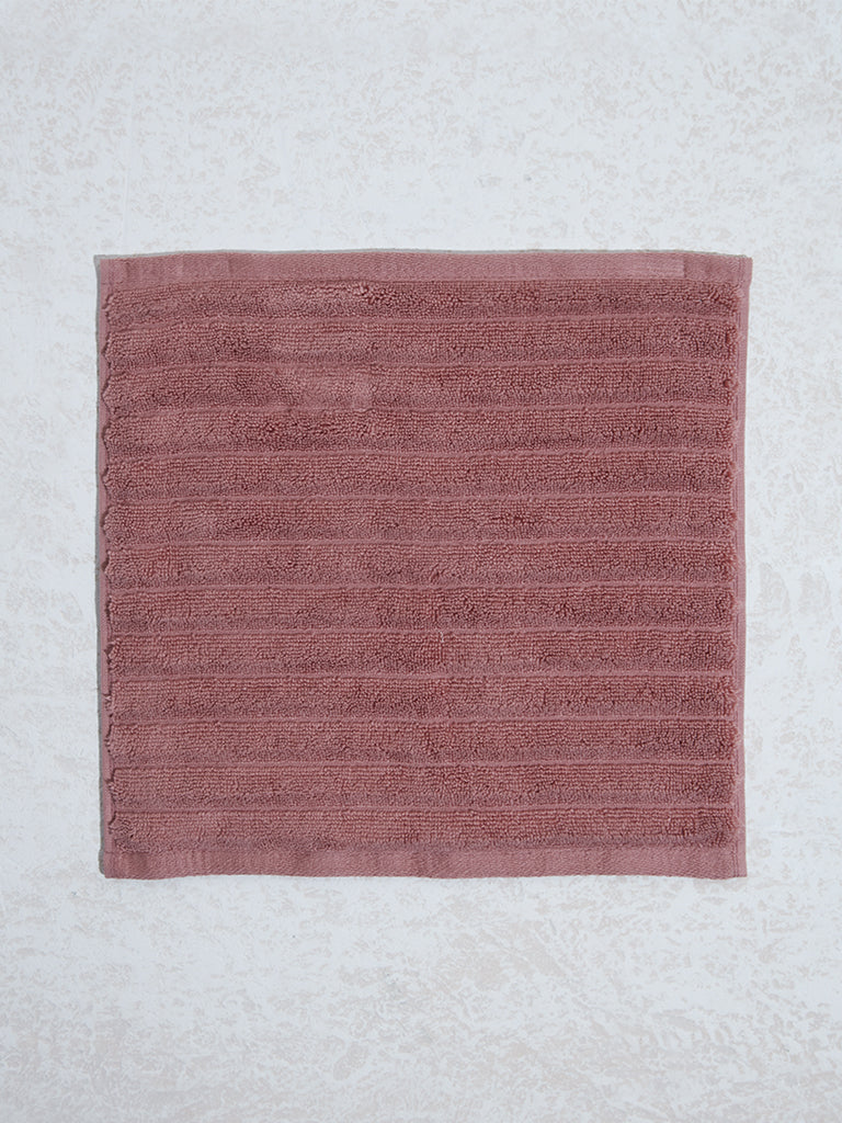 Westside Home Dusty Pink Self-Striped Luxe Ripple Face Towels (Set of 2)