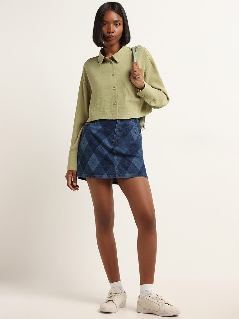 Nuon Green Crop Shirt