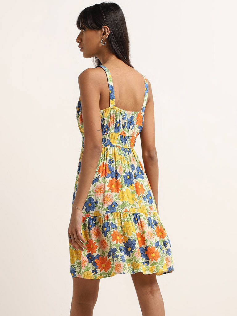 Nuon Multicolour Floral Design Bustier A-Line Dress