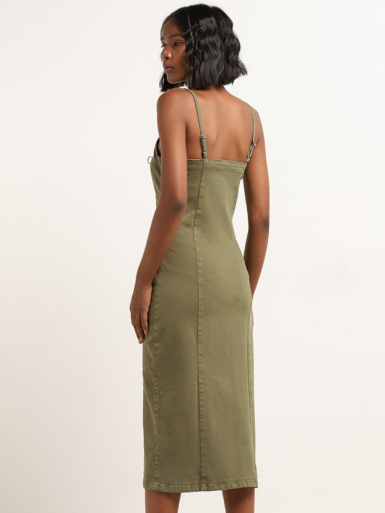 Nuon Olive Bodycon Denim Dress