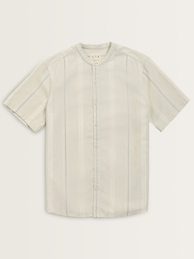 ETA Light Sage Striped Resort Fit Shirt