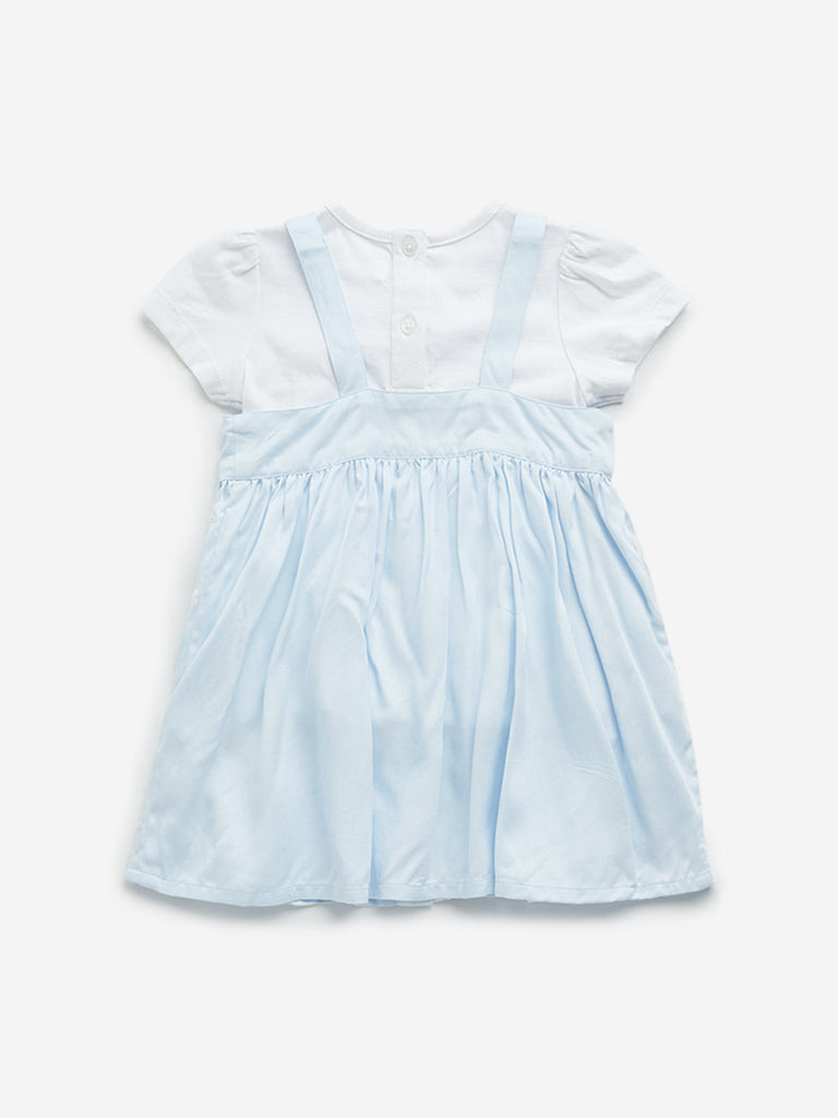 Buy HOP Baby Light Blue Floral Embroidered Cotton Pinafore with Top Set from Westside