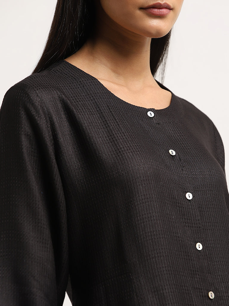 Zuba Black A-Line Cotton Kurta