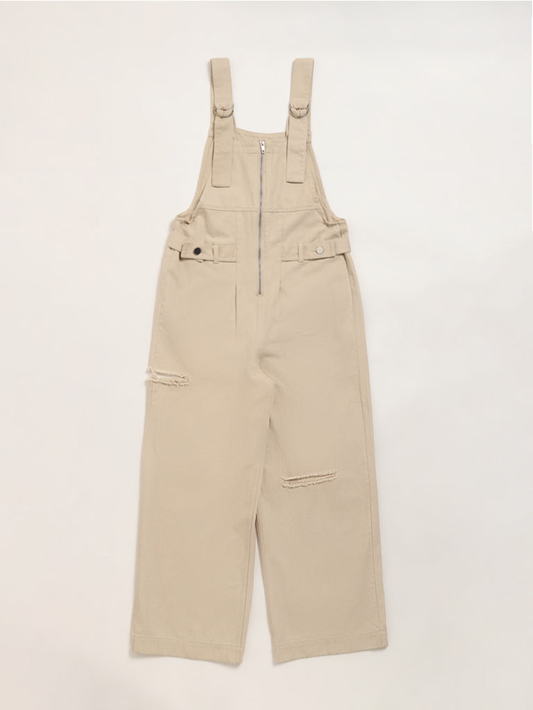 Nuon Beige Denim Jumpsuit